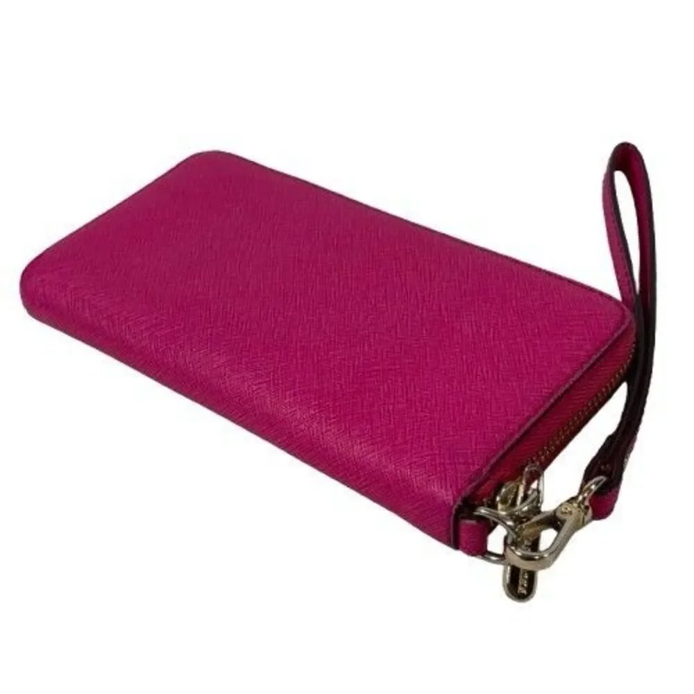 Michael Kors Jet Set Travel Continental Wristlet Wallet Pink Saffiano Leather